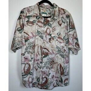 Vintage Paradise of the Pacific Shirt Men's Large Reverse Print Aloha Floral USA